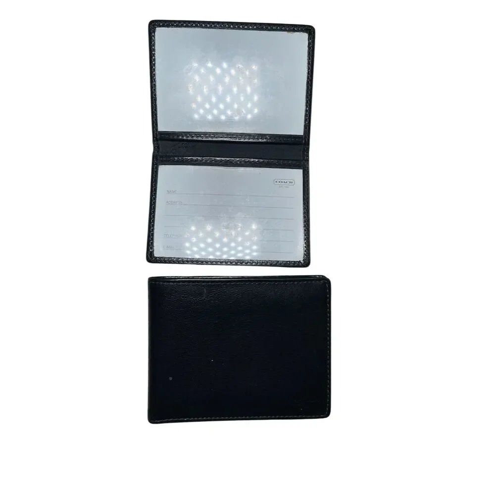 Coach Men's Black Slim Fold Wallet with Logo Accents in One Size